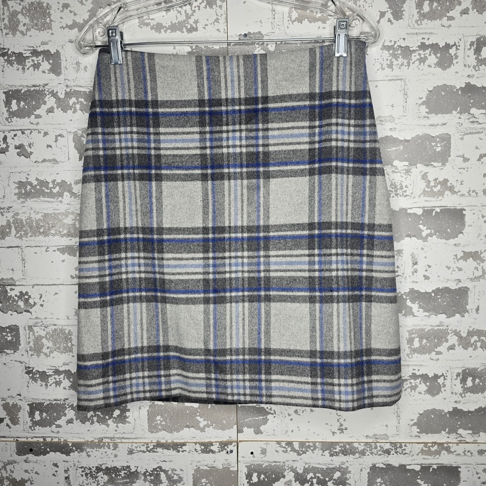 Talbots Skirt Womens Size 2 Gray Wool Blend Lined Plaid Career Business Workwear